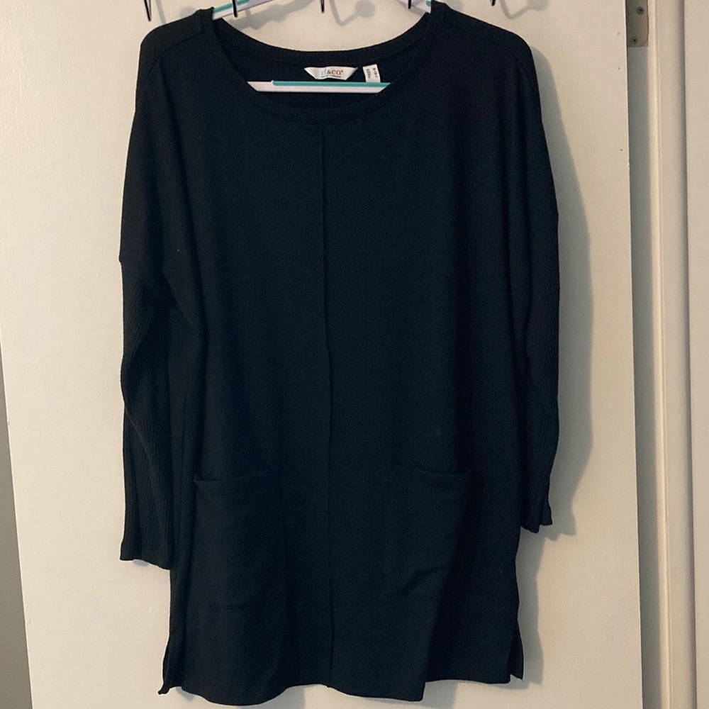 Denim & Co, oversize sweater, scoop neck, long sleeve